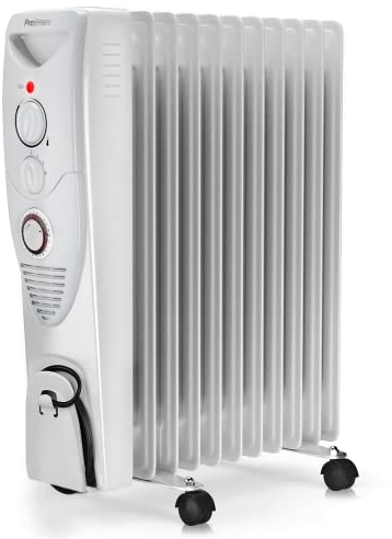 Pro Breeze 2500W Ölradiator energiesparend - Elektro Heizkörper mit 11 Rippen, integrierter Zeitschaltuhr, 3 Heizstufen, regulierbaren Thermostat und Sicherheitsabschaltfunktion