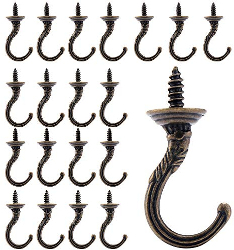 Fippy 20PCS Vintage Schraubenhaken Klein Antike Haken Deckenhaken Tassenhaken Deckenschraube Haken für Garden Home Office Kitchen Bedroom