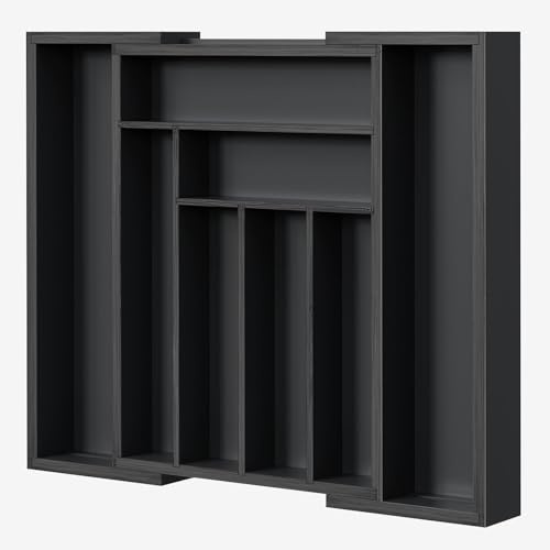 Pipishell Organizador Cajones Cocina, Cubertero Extensible y Ajustable para Cocina, Dormitorio y Sala de Estar - Bambú Sostenible