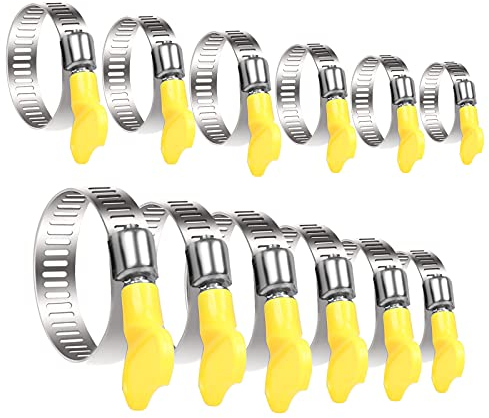 MENGON 24pcs Collier de Serrage Tuyau Clips Réglable en Inox Tuyaux Pinces Métallique Ajustable Clips Fixation Tuyaux Serre-Joints pour Eau Carburant Tube Réservoir de Gaz 6 Tailles