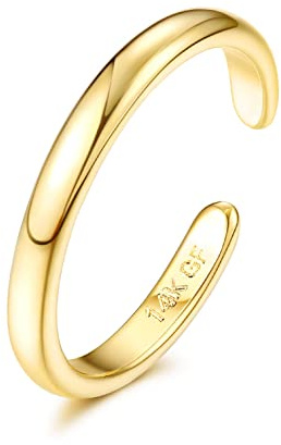 Jstyle 14k Gold Filled Toe Rings for Women Adjustable Toe Ring Band Rings Cubic Zirconia Daisy Flower Gold Toe Rings Summer Beach Foot Feet Jewelry Simple Toe Ring