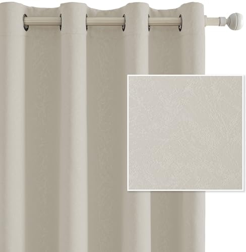 Ystyle Tende Oscuranti per Interni 2 Pezzi, 140x225 CM, Termiche Isolanti, Anti-Rumore, con Anelli, Tenda Moderna Per Camera da Letto e Soggiorno, Beige