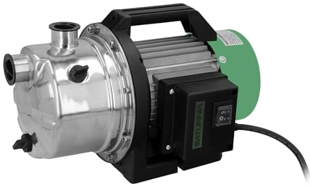 Pump rent vatten yta rostfritt stål 1 300 W. 5 000 lts/timme, djup 8 meter, höjd 50 mts. Tryck max: 5 bar