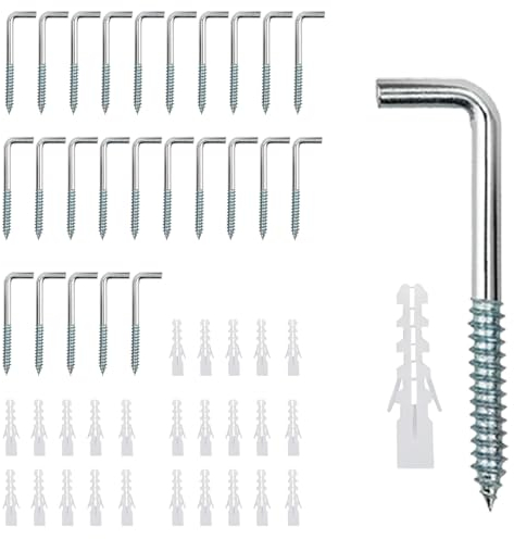 Dimiff Hakenschrauben 25 Stück, Schraubhaken, Stabile Schraubhaken Edelstahl, Haken zum Schrauben zur Zuverlässigen Wandmontage - Ideal für Heimwerker und Dekorateure | M3.8 * 50 & M6*30