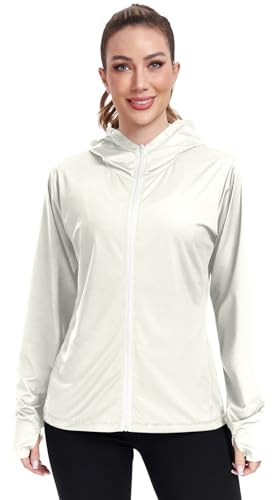 Mimosa Sweat à capuche UPF pour femme Protection solaire Fermeture éclair intégrale Manches longues Sweat à capuche zippé sur le devant Rashguard