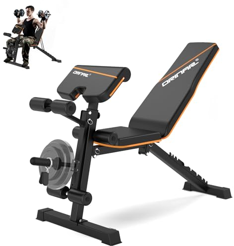 Orinar Adjustable Weight Bench, 880Lbs Bench Press for Full Body Workout, Workout Bench for Home Gym with Barbell Rack, Strength Training Stable Incline Decline Bench with Leg Developer