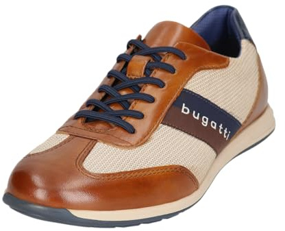 bugatti Zapatos de Negocios para Hombre, con Cordones, Plantilla Intercambiable, Cognac Beige 6352, 41 EU