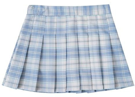 Miaeowve kjol, sommar, barn, flickor, rutig, A-linje, veckad kjol, hög midja, sommarkjol, stretch, danskjol med innertrosa, skoluniform