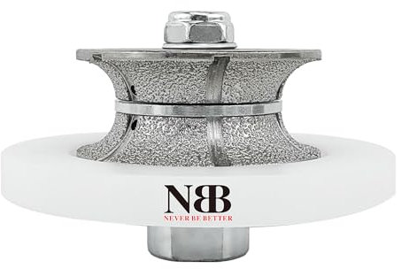 NBB Fresas para corte de chaflanes de diamante Rueda perfiladora diamante con guía cubierta más grande y M14 broca para perfilar porcelana baldosa cerámica granito mármol piedra (Full-Bullnose V20)