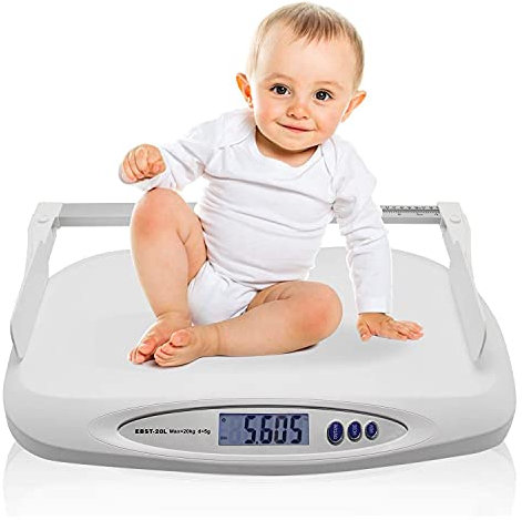 XDAWQP Báscula electrónica Báscula Digital para bebés Báscula electrónica para bebés Báscula para Mascotas Báscula para bebés con Regla de Altura Plegable de 35-70 cm Capacidad