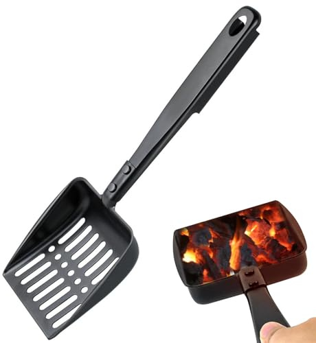 Hollow Fireplace Ash Sieve - Black Iron Charcoal Shovel - Charcoal Shovel with Handle | Wood Stove Fireplace Ash Removal Ash Sieve for Fireplace Wood Stove Shovel for