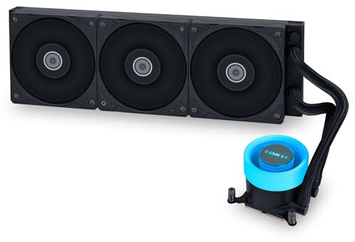 Lian Li GA II Lite 360 Performance AIO Liquid Cooler Black – with Infinity Mirror, 3x PWM Fans, 360mm Radiator, Rotatable Logo