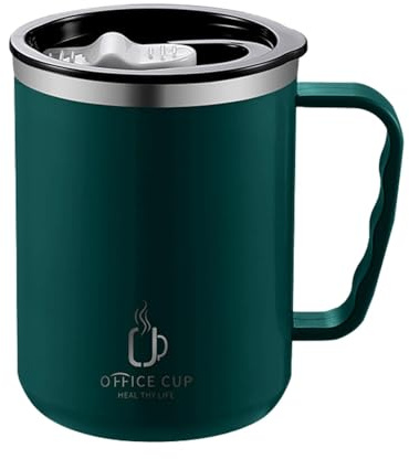 Generico Tazza Isolata Sotto Vuoto, Bicchiere Termico da 500 Ml, Tazza da Caffè in Acciaio Inox, Bicchiere da Caffè Riutilizzabile con Manico e Coperchio, Tazzas da Termica per Tè Caldo, Bevande G