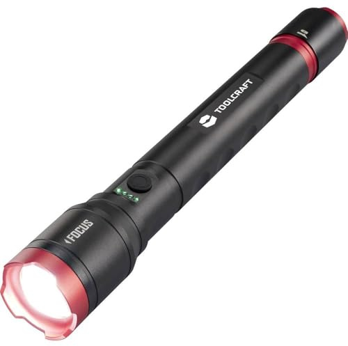 TOOLCRAFT Lampada Portatile Regolabile, Dimensione Punto Regolabile, con modalità strobo, Interfaccia USB Batterie Rica
