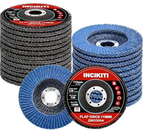 Flap Discs 115mm Angle Grinder Discs - INCIKITI 20pcs Grinding Discs 40 Grit Sanding Discs for Angle Grinder, Type 29 Grinding Discs 115mm for Metal Wood, Stainless Steel Grinding