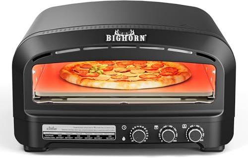 BIG HORN OUTDOORS Pizza Oven Indoor, 14 Electric Countertop Pizza Oven with 6 Modes, Heats up to 800°F Pizza Maker, Flip-Up Design Pizza Cooker for Home Kitchen, Restaurants, Parties