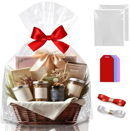 Papel de regalo transparente, juego de bolsas de celofán, bolsas de regalo, bolsas de regalo, bolsas de regalo transparentes, bolsas de celofán transparentes, 2 unidades de 125 x 100 cm