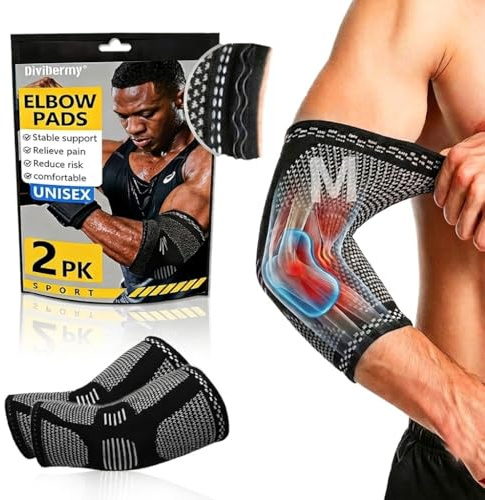 CharmChic 2pcs Coderas para Epicondilitis y Tendinitis, Manga de Compresión de Codo para Hombre y Mujer, Protector de Codo para Tenis, Golf, Baloncesto, Soporte de Codo Transpirable y Deportivo, M