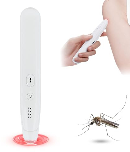 Electronic Itch Healer,Bite and Sting Relief Device for Insect Bite Relief,Lasting Relief for Itching, Burning, Pain and Swelling,for Mosquito, Bee,Rechargeable with 4 Temperature Modes (White)