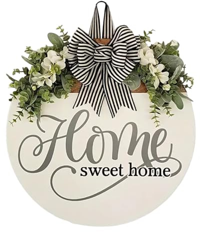 Home Sweet Home Sign - Ciondolo in legno | Cartello di benvenuto rustico per il portico anteriore, corona di porte estive primaverili, arte da parete della casa di campagna, ingresso al