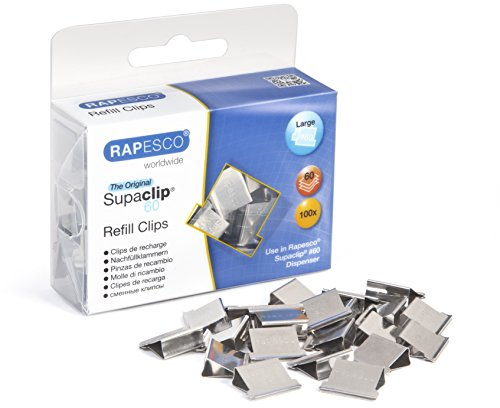 Rapesco CP10060S Supaclip 60 Pappersklämmor i Rostfritt Stål, 100 Pack