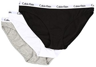 Calvin Klein Carousel Logo Cotton Stretch Bikini Panties, Multipack, Black/White/Grey Heather, Small