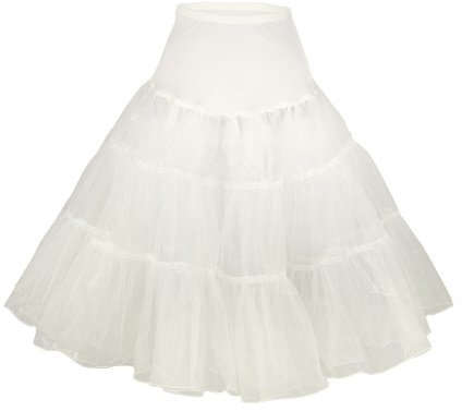 Flora® 50s VINTAGE ROCKABILLY Retro Tutu PETTICOAT SKIRT,25 Length (XSmall-Medium, IVORY)