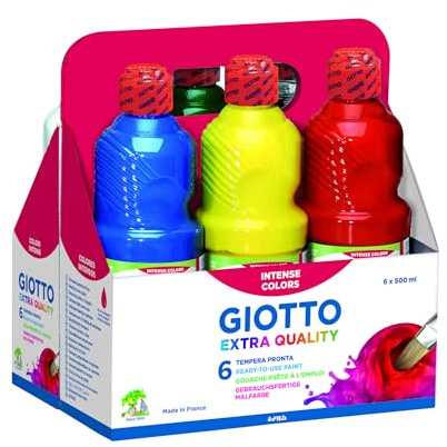 Giotto 533200 Lot de 6 flacons de Peinture 500 ML