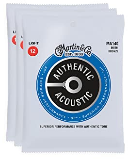 Martin MA140 Authentic Acoustic SP 80/20 Bronze Light 12-54 (3-Pack Bundle)