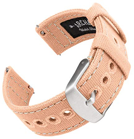 Archer Watch Straps - Canvas Quick Release Watch Bands (Pale Coral, 18mm)