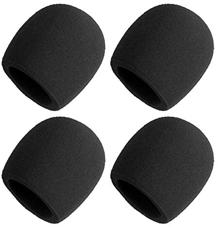 Performance Plus Microphone Windscreen for SM58 Ball Style Vocal Karaoke Microphone, Pack of 4 Black (WS-4BK)