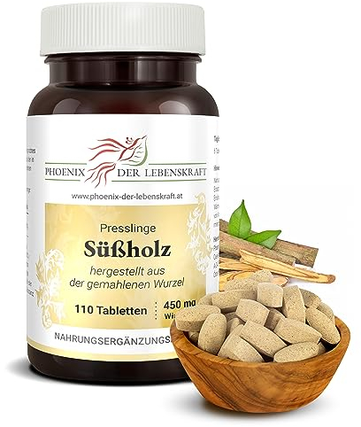 Süßholz Tabletten à 450mg Wirkstoff (Glycyrrhiza glabra, Süßholzwurzel), Premium Qualität, Hergestellt in Österreich, Tabletten statt Kapseln, Vegan