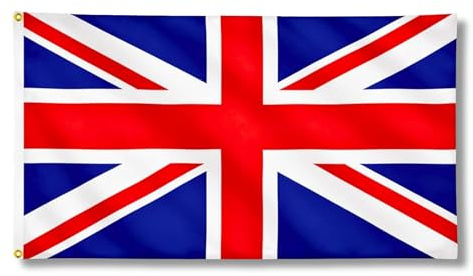 Union Jack Flag 8ft x 5ft with Brass Eyelets – Large Polyester Britain Flag Banner for VE Day Celebrations, Royal Street Parties, Pub BBQ Events and Indoor Outdoor Home & Garden Display