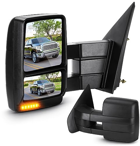 Towing Mirrors for Ford F-150 2007 2008 2009 2010 2011 2012 2013 2014 Power Heated with Turn Signal Puddle Light Manual Folding Telescoping (1 Pair)