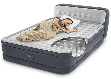 INVOGA Colchón Hinchable Doble Deluxe Wave 152x236x86cm | Tecnología FiberTech Autoinflable | Bomba Eléctrica Incorporada | Cama Plegable Ideal para Camping y Hogar