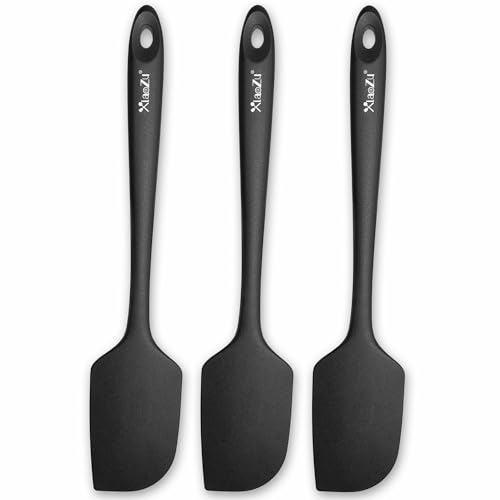 3 Pack Large Silicone Spatula for Kitchen,600°F Heat Resistant Rubber Spatulas for Baking,Cooking, Scraping,and Mixing,Non Stick Kitchen Utensils, BPA Free, 11.2 in, Black