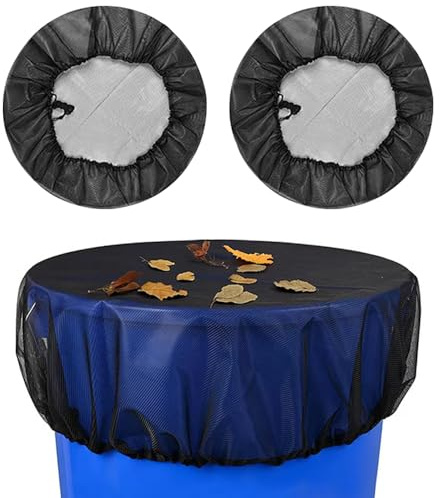 Regentonnen Netz, 2Stück Regentonnennetz mit Gummizug für Straffen Halt Wetterbeständiger Mückenschutz Regentonne Verstellbares Regentonnennetz vor Laub Stechmücken Mückenlarven