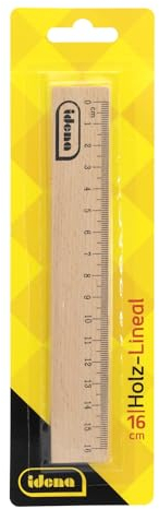 Idena 10852 - Lineal mit 16 cm Länge, Holzlineal mit Millimeter- und Zentimeter Skalierung, für Schule und Büro