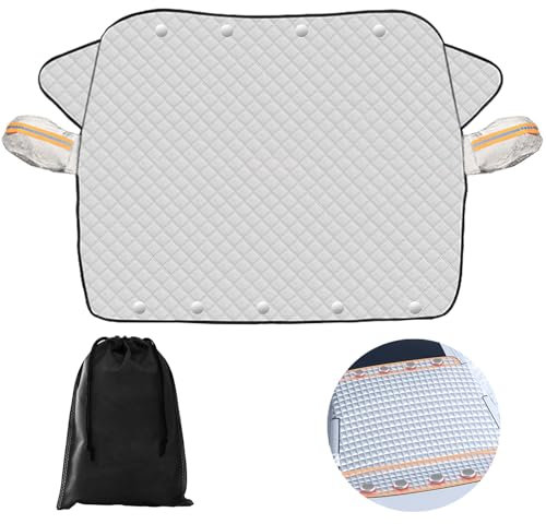 ZYKORT Copertura parabrezza auto 9 magneti esterno anti-ghiaccio, neve, polvere, UV (145×113CM)