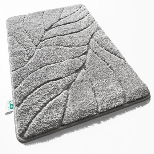 Floordirekt Badteppich - extra flauschig & schnelltrocknend - Badezimmerteppich mit rutschhemmender Rückseite - Badematte Duschvorleger (Maris) (Dunkelgrau, rund 120 cm)
