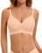 SERSARY Seamless Damen-BHS Nahtlos Comfit Tshirt Soft BH mit Abnehmbare Frontträger Bügellos Tiefen Ausschnitt Nahtloser BH Ohne Bügel Push Up Große Größen mit Schale [Cup A-D],Beige,M
