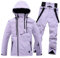 Schneeanzug Damen, Skijacke Damen Winter Adventure Schneeoverall mit Reißverschluss Warme Skianzug Wasserdicht Winddicht Schneeanzug Outdoor Gefütterte Skioverall mit Abnehmbare 2 Teilig Jumpsuit