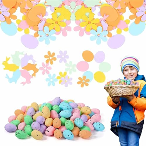 Uova di Pasqua Colorate Mini Uova Pasquali Mini Uova di Pasqua Colorate Decorazioni Pasquali - Set Completo con Mini Uova di Pasqua Decorative, Colori per Uova di Pasqua e Nido di Passero Naturale