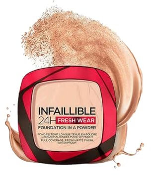 Infallible 24H Fresh Wear Foundation in a Powder – 180 Rose Sand, 9g | Waterproof, Sweatproof, Transferproof | 24H Long-Lasting Matte Finish