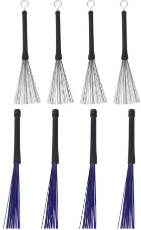 HYTROVE 8 St Delars med Utdragbara Trumborst Metall Nylonborstar för Snaredrum Ergonomiska Handtag Mångsidiga Slagverksverktyg för Jazz och Dynamisk Spelstil Portabel Design för Övning och