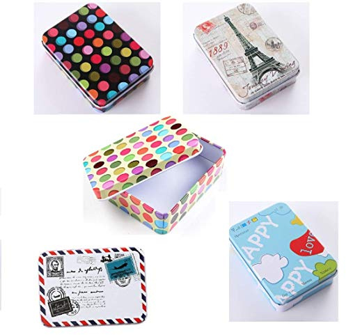 5 Pack Metal Tins Box Containers 3.54 x 2.56 x 1.1 inch, Mini Portable Small Tins with Lids, Rectangular Case Empty Box for Candies, Pills, Earring,Jewelry Craft, Multi-Purpose Home Kitchen Office