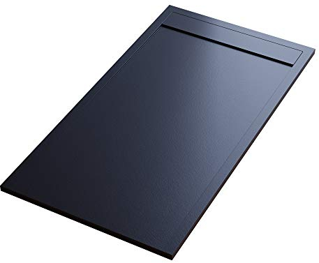 Essence ArredoBagno Plato de ducha Mineralmármol efecto piedra pizarra – Modelo Unique – Mármol Resina con Gelcoat – Escape moderno – Color negro – 90 x 120 cm