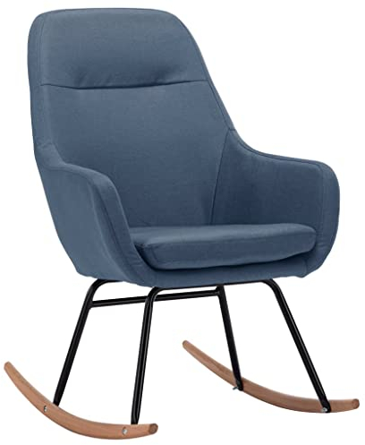 vidaXL Schaukelstuhl Relaxstuhl Schwingsessel Schwingstuhl Stuhl Polsterstuhl Wippstuhl Schaukelsessel Sessel Relaxsessel Blau Stoff