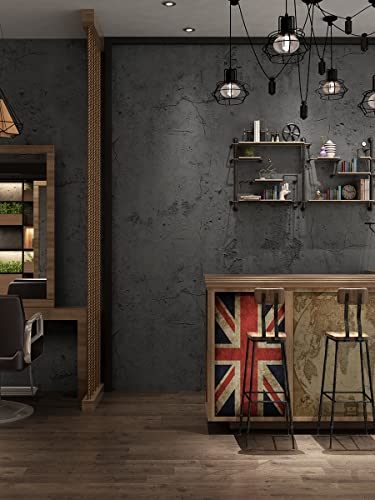 Bai You Mei Lámina adhesiva para muebles, gris, 40 x 300 cm, aspecto de hormigón, lámina autoadhesiva para muebles, cocina, alféizar de ventana, armario, gris oscuro, resistente al agua