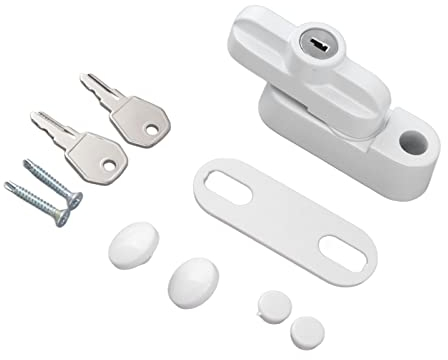 Externt Fönster Säkerhetslås Spänne Av Aluminiumlegering Stöldskydd Platt Fönsterspänne för Enkla Dubbelfönster (Vit)